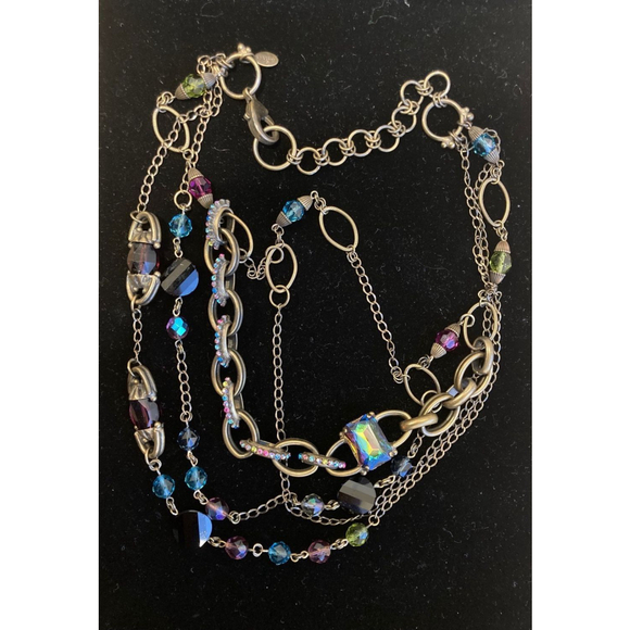 Unique***Sorrelli multi strand iridescent necklace - Picture 11 of 12